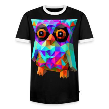Hibou polygonal - T-shirt contrasté Homme - noir/blanc - Devant - AI Model Female 172 light (172cm) & AI Model Male 178 light (178cm)