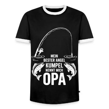 Opa und Enkel Angeln Angelbuddys. Geschenk für Opa - Männer Kontrast-T-Shirt - Schwarz/Weiß - Vorne - AI Model Female 172 light (172cm) & AI Model Male 178 light (178cm)
