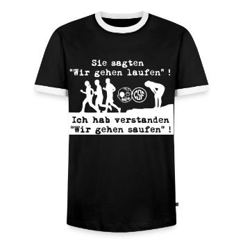 Sie sagten Wir gehen laufen ... - Männer Kontrast-T-Shirt - Schwarz/Weiß - Vorne - AI Model Female 172 light (172cm) & AI Model Male 178 light (178cm)