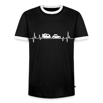 caravan heartbeat geschenk camping camping - Männer Kontrast-T-Shirt - Schwarz/Weiß - Vorne - AI Model Female 172 light (172cm) & AI Model Male 178 light (178cm)