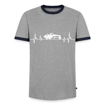 Niveleuse t-shirt véhicule de construction - T-shirt contrasté Homme - gris/marine  - Devant - AI Model Female 172 light (172cm) & AI Model Male 178 light (178cm)