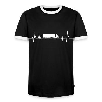 Truck Heartbeat Truck Fahrer Geschenk - Männer Kontrast-T-Shirt - Schwarz/Weiß - Vorne - AI Model Female 172 light (172cm) & AI Model Male 178 light (178cm)