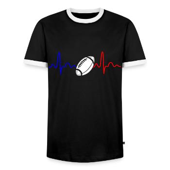 Rugby battement de coeur fan de rugby france - T-shirt contrasté Homme - noir/blanc - Devant - AI Model Female 172 light (172cm) & AI Model Male 178 light (178cm)