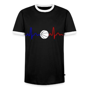 Basketball basketball gift basketball - Men's Ringer Shirt - black/white - Front - AI Model Female 172 light (172cm) & AI Model Male 178 light (178cm)