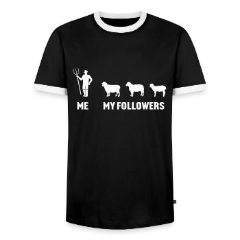Ich und meine Anhänger Schafe - Männer Kontrast-T-Shirt - Schwarz/Weiß - Vorne - AI Model Female 172 light (172cm) & AI Model Male 178 light (178cm)
