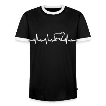 Schafe Herzschlag T-Shirt Schafe - Männer Kontrast-T-Shirt - Schwarz/Weiß - Vorne - AI Model Female 172 light (172cm) & AI Model Male 178 light (178cm)