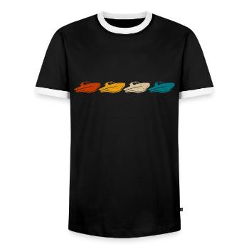 yacht t-shirt bateau à moteur cadeau bateau - T-shirt contrasté Homme - noir/blanc - Devant - AI Model Female 172 light (172cm) & AI Model Male 178 light (178cm)
