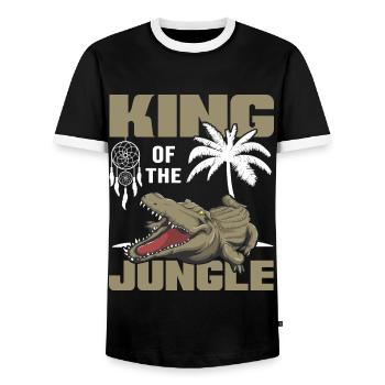 wild Kokosnuss urwald survival jungle Alligator - Männer Kontrast-T-Shirt - Schwarz/Weiß - Vorne - AI Model Female 172 light (172cm) & AI Model Male 178 light (178cm)