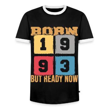 1993 Anniversary Limited Retro Edition - Men's Ringer Shirt - black/white - Front - AI Model Female 172 light (172cm) & AI Model Male 178 light (178cm)
