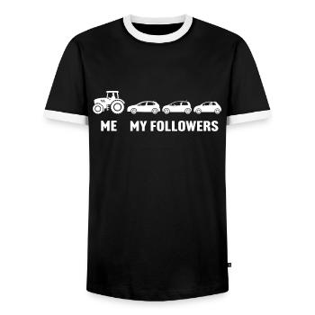 Me and my followers tractor t-shirt for farmer - Men's Ringer Shirt - black/white - Front - AI Model Female 172 light (172cm) & AI Model Male 178 light (178cm)