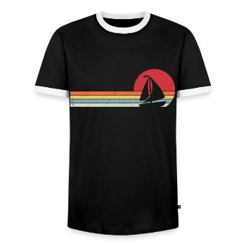 bateau à voile retro t-shirt voilier bateau - T-shirt contrasté Homme - noir/blanc - Devant - AI Model Female 172 light (172cm) & AI Model Male 178 light (178cm)