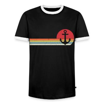 Ancre cadeau marin de bateau capitaine - T-shirt contrasté Homme - noir/blanc - Devant - AI Model Female 172 light (172cm) & AI Model Male 178 light (178cm)