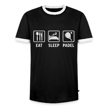 Eat Sleep Padel - Men's Ringer Shirt - black/white - Front - AI Model Female 172 light (172cm) & AI Model Male 178 light (178cm)