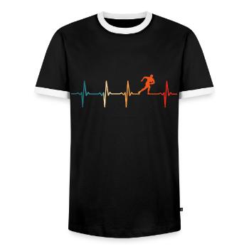 Rugby Herzschlag Rugby Spieler Geschenk - Männer Kontrast-T-Shirt - Schwarz/Weiß - Vorne - AI Model Female 172 light (172cm) & AI Model Male 178 light (178cm)