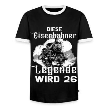 Eisenbahner Eisenbahn 26 Geburtstag Beruf Spruch - Männer Kontrast-T-Shirt - Schwarz/Weiß - Vorne - AI Model Female 172 light (172cm) & AI Model Male 178 light (178cm)