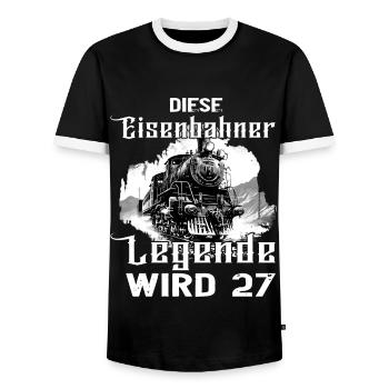 27 Geburtstag Eisenbahner Eisenbahn Beruf Spruch - Männer Kontrast-T-Shirt - Schwarz/Weiß - Vorne - AI Model Female 172 light (172cm) & AI Model Male 178 light (178cm)