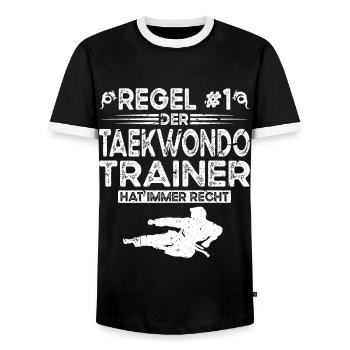 Taekwondo Kampfsport Der Taekwondotrainer - Männer Kontrast-T-Shirt - Schwarz/Weiß - Vorne - AI Model Female 172 light (172cm) & AI Model Male 178 light (178cm)