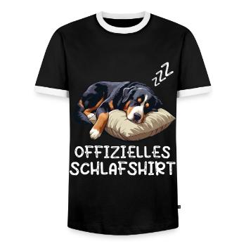 Offizielles Schlafshirt Appenzeller Sennenhund - Männer Kontrast-T-Shirt - Schwarz/Weiß - Vorne - AI Model Female 172 light (172cm) & AI Model Male 178 light (178cm)