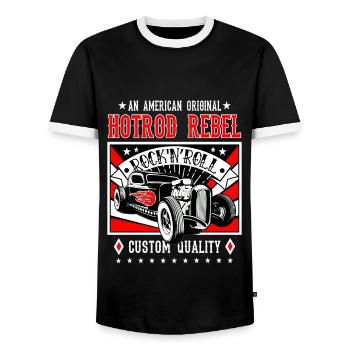 Rockabilly Oldtimer Rock Rock N Roll - Männer Kontrast-T-Shirt - Schwarz/Weiß - Vorne - AI Model Female 172 light (172cm) & AI Model Male 178 light (178cm)