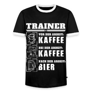 My daily routine as a trainer - Men's Ringer Shirt - black/white - Front - AI Model Female 172 light (172cm) & AI Model Male 178 light (178cm)
