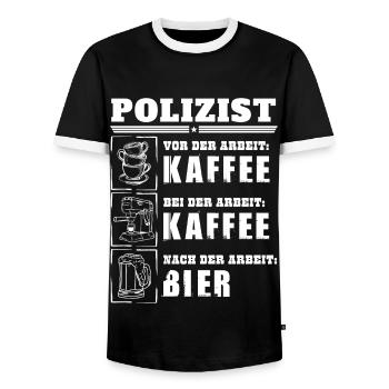 Mon quotidien de policier - T-shirt contrasté Homme - noir/blanc - Devant - AI Model Female 172 light (172cm) & AI Model Male 178 light (178cm)