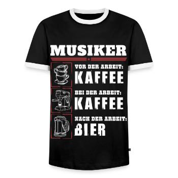 My daily routine as a musician - Men's Ringer Shirt - black/white - Front - AI Model Female 172 light (172cm) & AI Model Male 178 light (178cm)