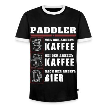 Ma routine quotidienne en tant que pagayeur - T-shirt contrasté Homme - noir/blanc - Devant - AI Model Female 172 light (172cm) & AI Model Male 178 light (178cm)