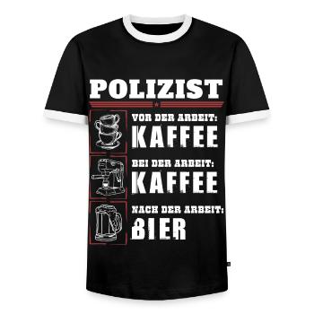 Mon quotidien de policier - T-shirt contrasté Homme - noir/blanc - Devant - AI Model Female 172 light (172cm) & AI Model Male 178 light (178cm)