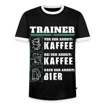My daily routine as a trainer - Men's Ringer Shirt - black/white - Front - AI Model Female 172 light (172cm) & AI Model Male 178 light (178cm)