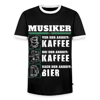 My daily routine as a musician - Men's Ringer Shirt - black/white - Front - AI Model Female 172 light (172cm) & AI Model Male 178 light (178cm)