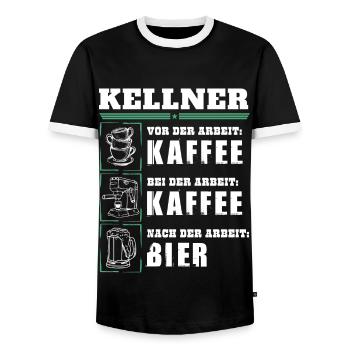 Mon quotidien de serveur - T-shirt contrasté Homme - noir/blanc - Devant - AI Model Female 172 light (172cm) & AI Model Male 178 light (178cm)