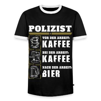Mon quotidien de policier - T-shirt contrasté Homme - noir/blanc - Devant - AI Model Female 172 light (172cm) & AI Model Male 178 light (178cm)