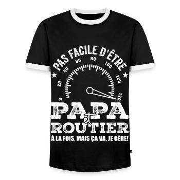 Papa Et Routier Qui Gère Camion Routier Cadeau - T-shirt contrasté Homme - noir/blanc - Devant - AI Model Female 172 light (172cm) & AI Model Male 178 light (178cm)