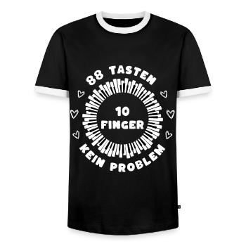 Klavier Piano Liebe 88 Tasten - Männer Kontrast-T-Shirt - Schwarz/Weiß - Vorne - AI Model Female 172 light (172cm) & AI Model Male 178 light (178cm)