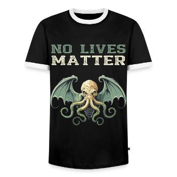 Cthulhu Lord and Savior Monster Horror T-Shirt - Männer Kontrast-T-Shirt - Schwarz/Weiß - Vorne - AI Model Female 172 light (172cm) & AI Model Male 178 light (178cm)