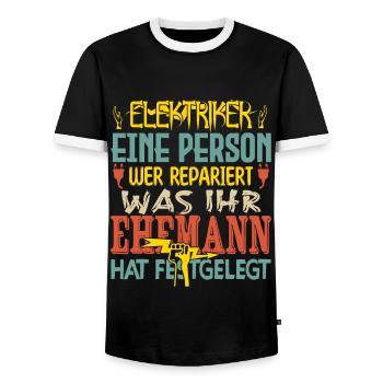 Elektriker ich bin der verrückte Elektriker - Männer Kontrast-T-Shirt - Schwarz/Weiß - Vorne - AI Model Female 172 light (172cm) & AI Model Male 178 light (178cm)