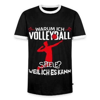 Volleyball Volleyballtrainer Warum ich Volleyball - Männer Kontrast-T-Shirt - Schwarz/Weiß - Vorne - AI Model Female 172 light (172cm) & AI Model Male 178 light (178cm)