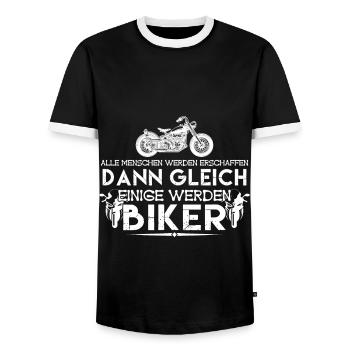 ich bin Biker | Biker - Männer Kontrast-T-Shirt - Schwarz/Weiß - Vorne - AI Model Female 172 light (172cm) & AI Model Male 178 light (178cm)