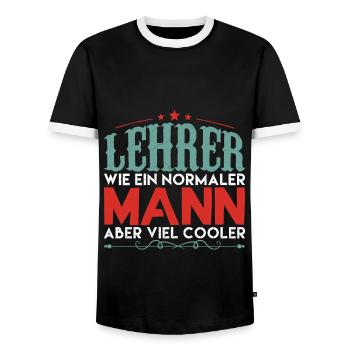 lehrer wie ein normaler mann aber viel cooler - Männer Kontrast-T-Shirt - Schwarz/Weiß - Vorne - AI Model Female 172 light (172cm) & AI Model Male 178 light (178cm)