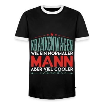 krankenwagen wie ein normaler mann aber viel coole - Männer Kontrast-T-Shirt - Schwarz/Weiß - Vorne - AI Model Female 172 light (172cm) & AI Model Male 178 light (178cm)
