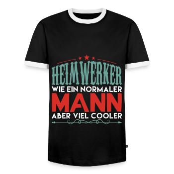 heimwerker aber viel cooler !! - Männer Kontrast-T-Shirt - Schwarz/Weiß - Vorne - AI Model Female 172 light (172cm) & AI Model Male 178 light (178cm)