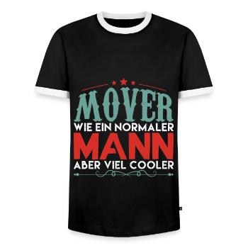MOVER WIE EIN NORMALER MANN ABER VIEL COOLER! - Männer Kontrast-T-Shirt - Schwarz/Weiß - Vorne - AI Model Female 172 light (172cm) & AI Model Male 178 light (178cm)
