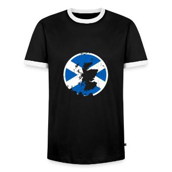 Schottland Vintage Karte Schottische Flagge - Männer Kontrast-T-Shirt - Schwarz/Weiß - Vorne - AI Model Female 172 light (172cm) & AI Model Male 178 light (178cm)