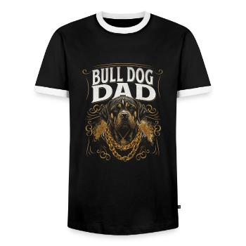 Bulldog Dad Bulldog Father - Men's Ringer Shirt - black/white - Front - AI Model Female 172 light (172cm) & AI Model Male 178 light (178cm)