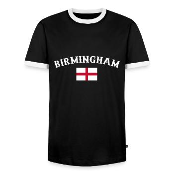 Birmingham England English Flag English - Men's Ringer Shirt - black/white - Front - AI Model Female 172 light (172cm) & AI Model Male 178 light (178cm)