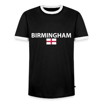 Birmingham England English Flag English - Men's Ringer Shirt - black/white - Front - AI Model Female 172 light (172cm) & AI Model Male 178 light (178cm)