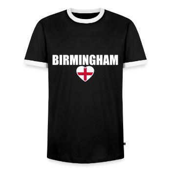 Birmingham England English Flag English - Men's Ringer Shirt - black/white - Front - AI Model Female 172 light (172cm) & AI Model Male 178 light (178cm)
