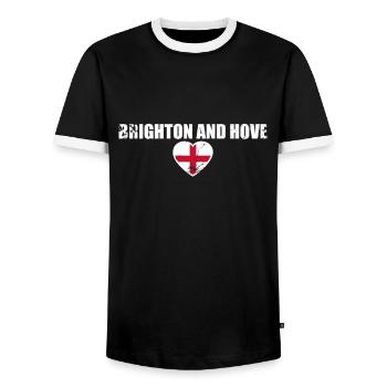 Brighton And Hove England Vintage Englische Flagge - Männer Kontrast-T-Shirt - Schwarz/Weiß - Vorne - AI Model Female 172 light (172cm) & AI Model Male 178 light (178cm)