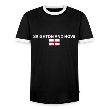 Brighton And Hove England Vintage Englische Flagge - Männer Kontrast-T-Shirt - Schwarz/Weiß - Vorne - AI Model Female 172 light (172cm) & AI Model Male 178 light (178cm)