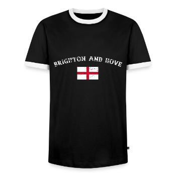 Brighton And Hove England Vintage Englische Flagge - Männer Kontrast-T-Shirt - Schwarz/Weiß - Vorne - AI Model Female 172 light (172cm) & AI Model Male 178 light (178cm)
